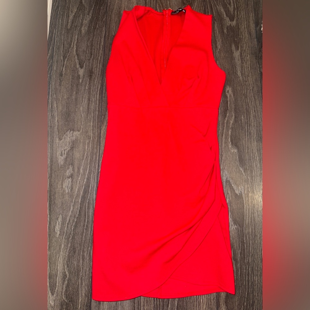 Lulu's Red Low-Cut, V-Neck Sleeveless Mini Dress